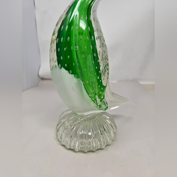 Murano Glass Duck Clear With Green & White Controlled Bubbled Get Quacked Ducky - Picture 4 of 14